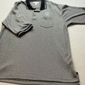Tri-Mountain John Deere Polo Shirt Pocket Striped Gray XLT Mens Short Sleeve